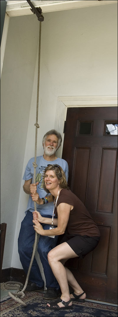 Ringing the UU bell at noon on July 4th.