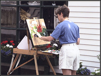 Ellissa Mandell painting the town during Festival 2001.