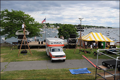 Sound & Lighting crew setting up.