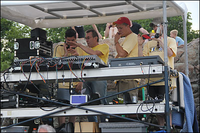 Control booth at Crocker Park.