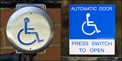 Automatic door at handicap entrance to Abbot Hall.
