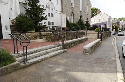 UU Church walkway on the left.