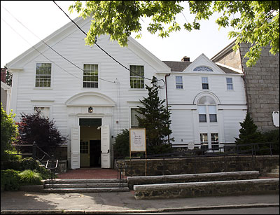 UU Church walkway on the left.