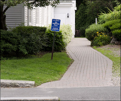 UU Church walkway on the left.