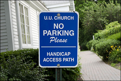 UU Church walkway on the left.
