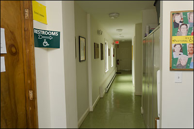 Side hallway inside UU Church.