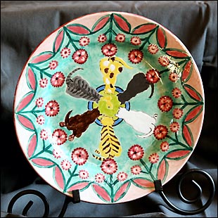 Art Auction plate by Roxcy Platt.